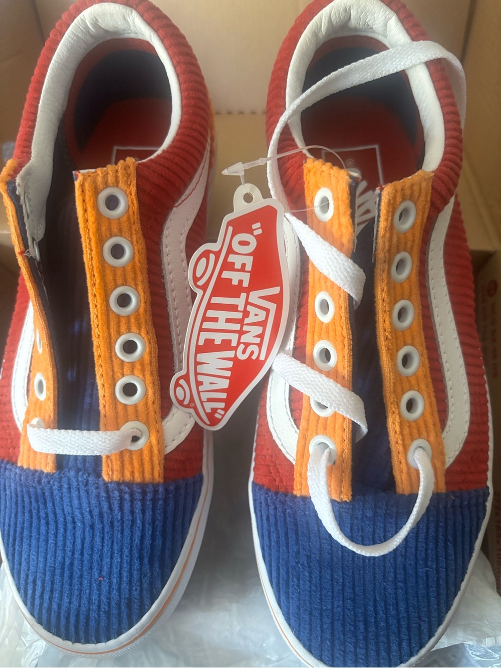 Vans Kids Corduroy Low Top Sneakers - Orange, Blue, Red